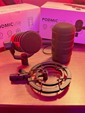 RODE PodMic USB Broadcast Microphone - Black, + shock mount
