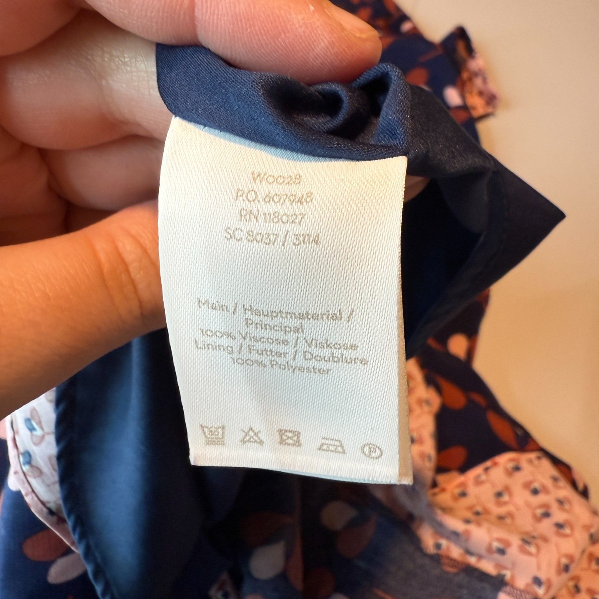 Boden Women 6 Daisy Dress 3/4 Sleeve Floral Navy Conker Keyhole Neck Knee Length View 4