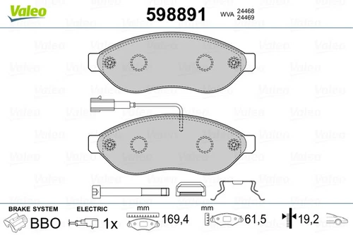 VALEO (598891) Bremsbeläge, Bremsklötze vorne für CITROEN FIAT PEUGEOT - Bild 2 von 2