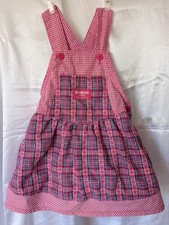 Vintage OshKosh Bgosh Blue / Pink Overall Dress Jumper Kids Vestbak
