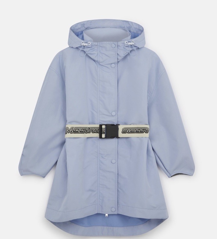 Stella McCartney Womens Hooded Collared Belted Jacket Blue Size 38 Small Barrel