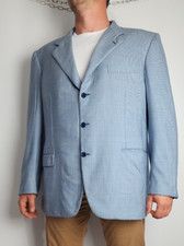 Rare Brioni Palatino Sport Coat 57R US 46R Blue Check 100 Wool Blazer Italy
