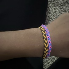 Multicolor Braided Rubber Bracelet No Stone Unisex Adults Round