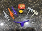 1981 VINTAGE HE-MAN MASTERS OF THE UNIVERSE SWORD AXE GEAR ACCESSORIES MOTU LOT