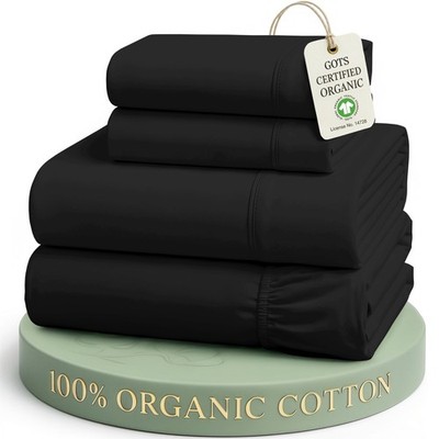 Percale Sheets King Size 100% Organic Cotton GOTS Certified Percale Weave Dee...
