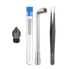 3D Nozzles Kit, MK8 Hardened Steel Hexagon Nozzles 0.2mm Cleaning Needles