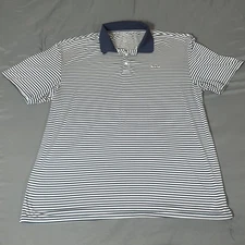AFTCO Polo Shirt Mens XXL Green Striped Performance Aftech Fishing Short Sleeve