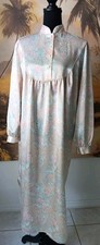 Vintage Erika Taylor Nightgown Satin High Collar Pastel Floral Paisley Small
