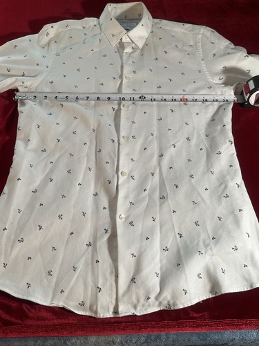 ZARA Men’s Slim Fit Dress Shirt L White Floral Print Long Sleeve - Picture 10 of 18