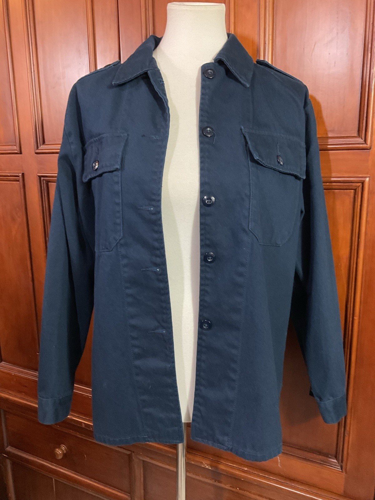 Forever 21 Solid Navy Blue Buttoned Pocketed Jack… - image 2