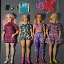 Lot of 4 MTM Curvy Barbie Dolls and Accessories