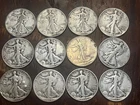 LOT OF 12 WALKING LIBERTY HALF DOLLARS SILVER