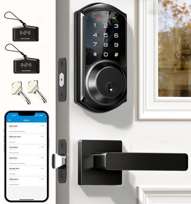 VE06-L Smart Locks with 2 Lever Handle Set, App Control, Keyless Entry Deadbo...