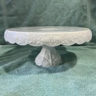 VTG Westmorland Pedestal Cake Stand White Milk Glass Paneled Grape 11"