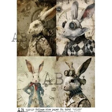 Steampunk Rabbits | A4 Rice Paper | Paper for Decoupage | ITD Collection