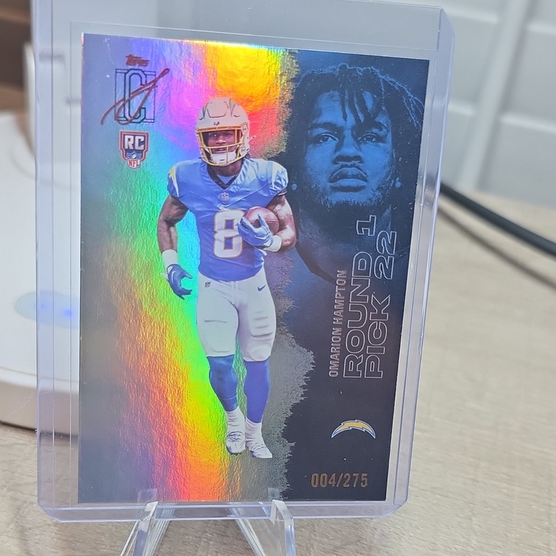 Topps 2025 Signature  Round 1 Pick Omarion Hampton Chargers Refractor #004/275