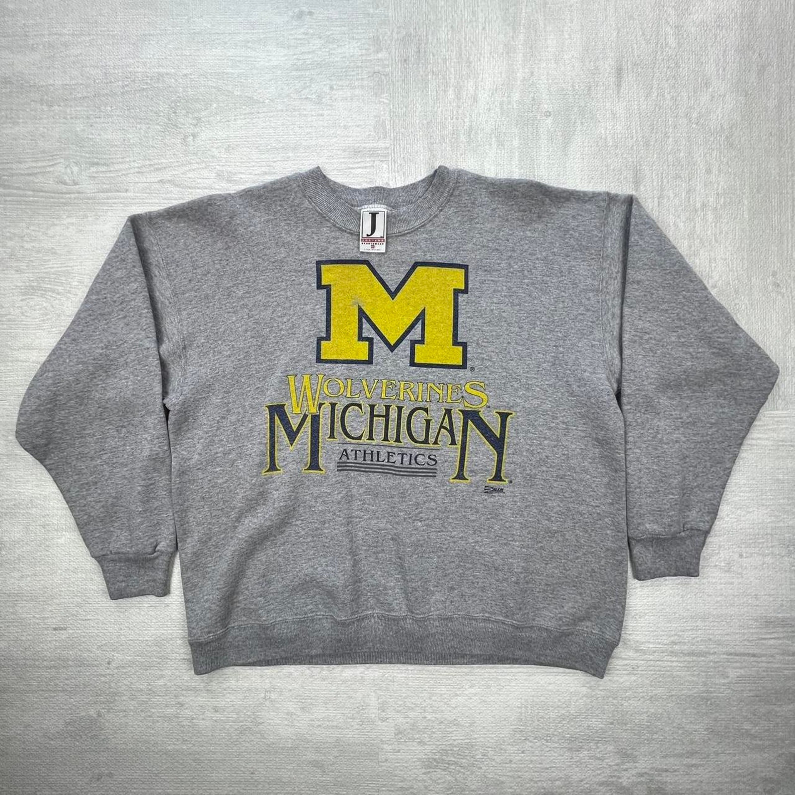 Vintage 90s Michigan Wolverines Sweatshirt Size: XL Grey Yellow NCAA College