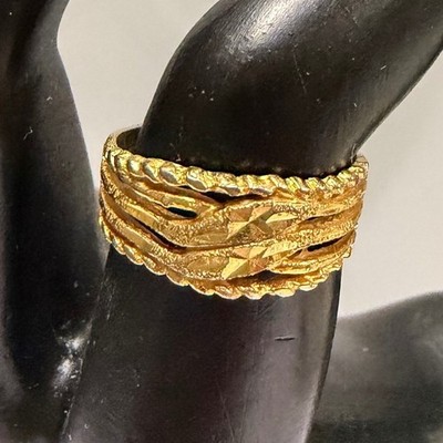 Goldfarben Strukturiert Stapelband Lagenlook Ring Statement Modeschmuck Gr. 5,75