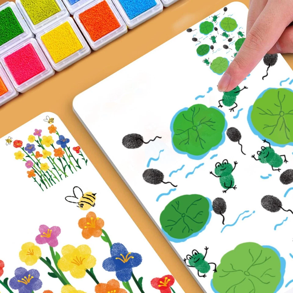 Kit de pintura de dedo esponja conjunto de pintura de dedos infantis pintura artística - Imagem 3 de 4