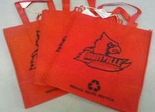 3 Louisville Cardinals Reusable Green Shopping Grocery Bags NEW NCAA