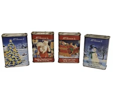 McSteven’s Empty Tin Containers Winter and Christmas scenes set of 4 vtg Retro