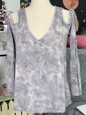 American Eagle Outfitters Soft & Sexy Blouse LS Tie Dye  Cold Shoulder Small