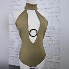 Revolve NBD Melody Bodysuit Army Green Small EUC