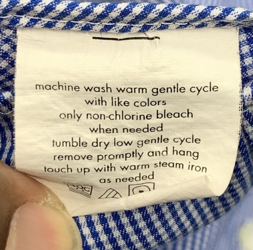Kenneth Cole Reaction Shirt Men’s Size Medium Blue Check Slim Fit 100% Cotton - Picture 12 of 13