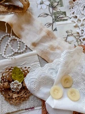 VINTAGE FABRIC SLOW STITCH JUNK JOURNAL KIT NATURAL DYEING LACE  SEWING CRAFTING