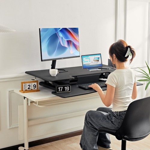 Redlife 46" Standing Desk Converter 2-Tier Stand up Desk Riser Adjustable Height - Picture 10 of 11