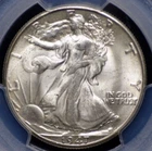 1947 D WALKING LIBERTY HALF PCGS MS 64 NICE ORIGINAL WHITE WITH A DECENT STRIKE,