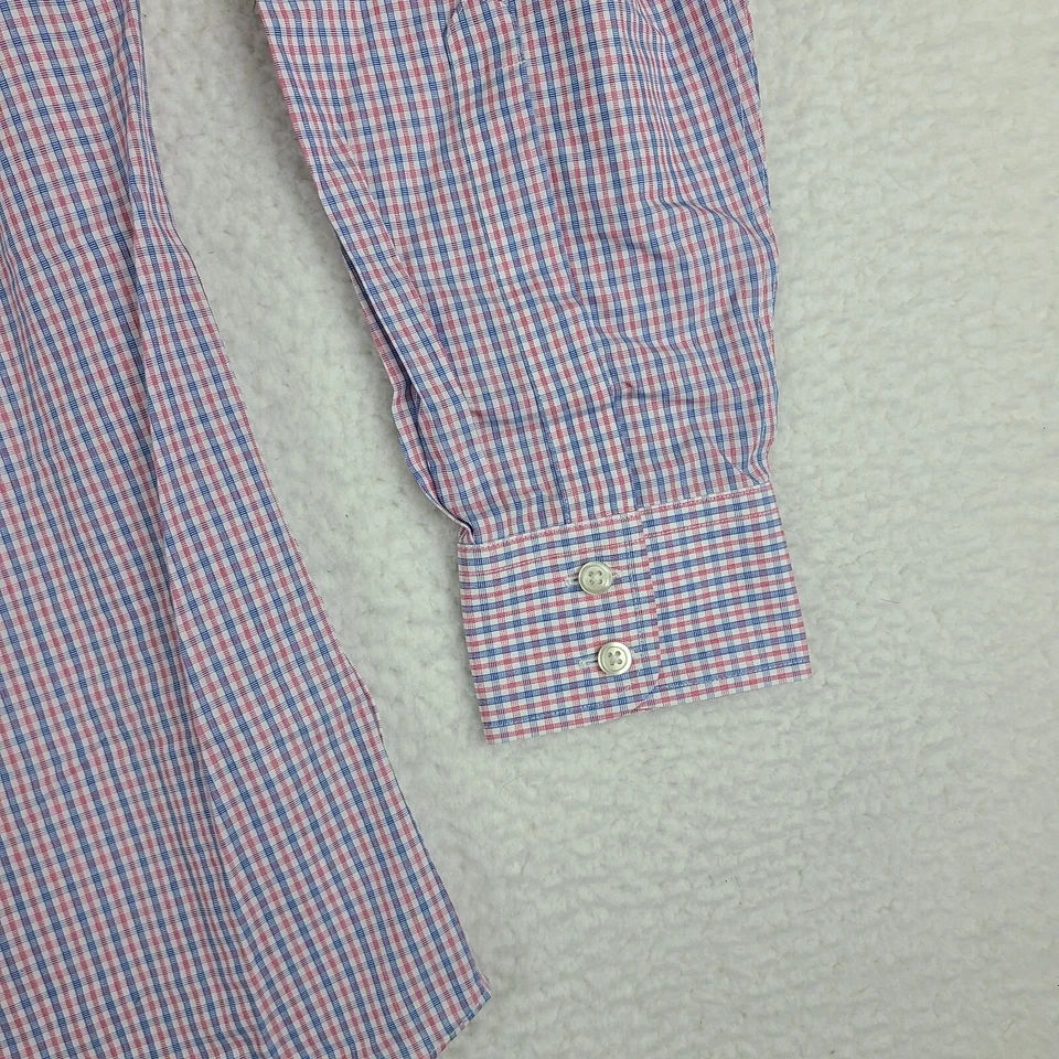 Рубашка мужская Charles Tyrwhitt Dress 16-35 синяя красная классический покрой без железа на пуговицах - Изображение 2 из 4