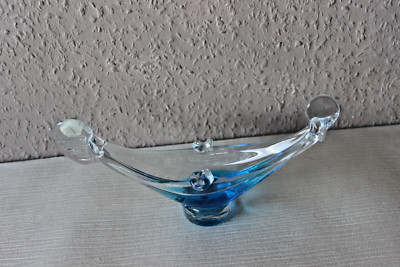 Vintage Aschenbecher Murano Art Glas Gondola blau 21cmx10cm