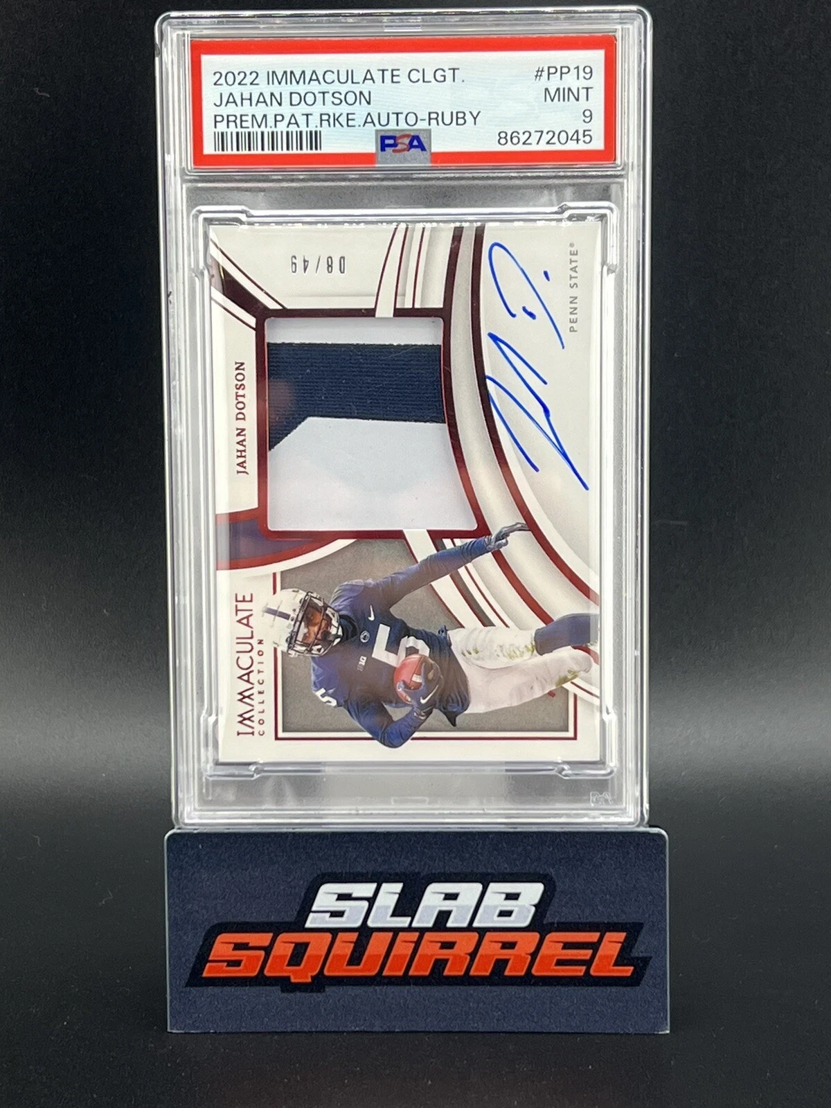 Jahan Dotson Panini Immaculate Collection Collegiate Premium Patches Rookie Autographs #PP19 Ruby