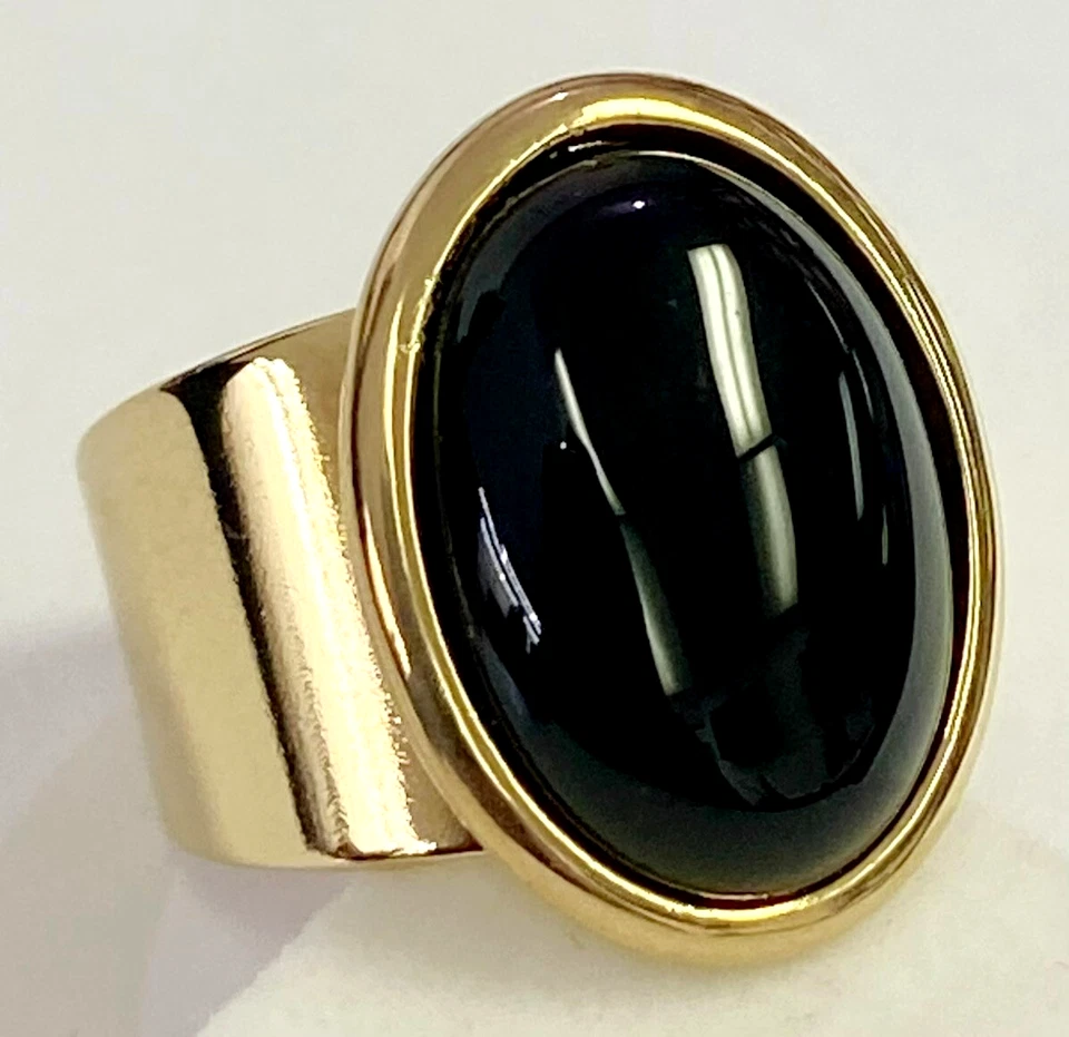 Anillo ajustable HSN Shelly Brown Maxine negro ónix dorado para dama Foto 2 de 4