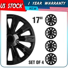 17 Black Set Of 4 Snap On Full Hub Caps Wheel Covers Fit R17 Tire Rim