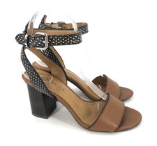 Coach Paige Chunky Heels Womens 5.5 Snakeskin Brown Leather Ankle Strap Sandals