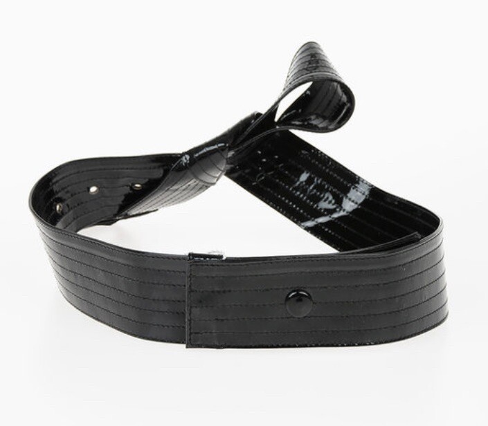 MAISON MARTIN MARGIELA MM11 BLACK PATENT LEATHER HIGH WAIST