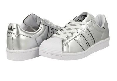 adidas superstar white metallic silver