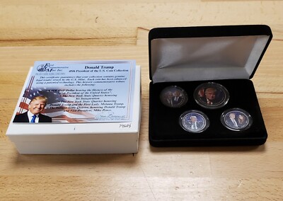4-Coin Donald Trump 45th President US Coin Collection Colorized