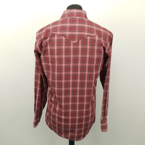 Panhandle Slim Western Shirt Snap 15.5 35 MEDIUM Cowboy Mens Pink Check - Picture 2 of 8