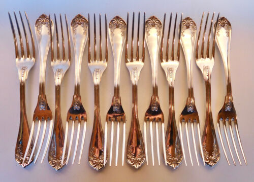 Set/12 c1860 French 950 Silver 8 3/8" Dinner Forks, Etienne Henri Sanoner, 1104g - Picture 1 of 16