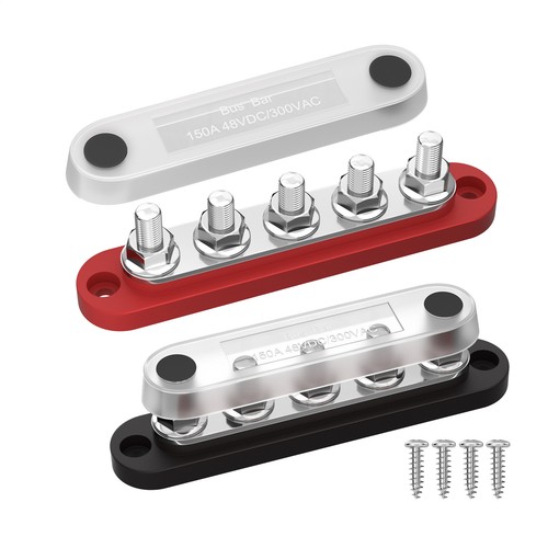 2PCS 12V Bus Bar 5 x 1/4" (M6) Terminal Studs 12 Volt Power Distribution Block - Picture 9 of 12