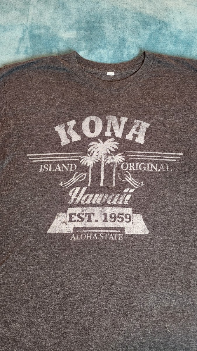 stone  Ｔシャツ M Kona Island Original Hawaii Est. 1959 Aloha State T-Shirt - Gray