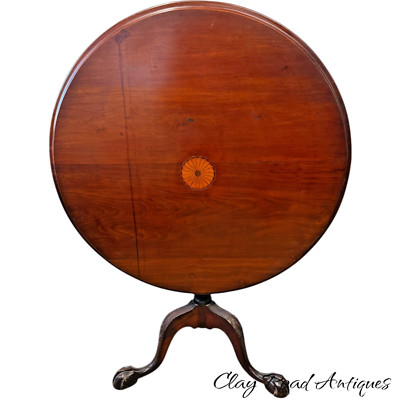 Antique Mahogany Chippendale ball & claw tea table inlaid 35 '' acanthus 1800s