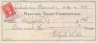 HARVARD TRUST CO CAMBRIDGE MASS NO PROTEST CANADA POSTAGE AS REVENUE STAMP