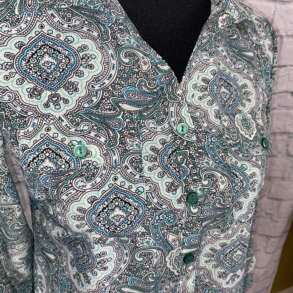Notations petite paisley print button down blouse… - image 4