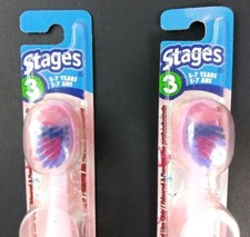 2007 Oral-B Kids Stages Toothbrush Fat Handle PINK Disney Princess Lot of 2 NEW