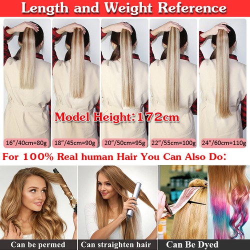 Ponytail 100% Remy Human Hair Extensions Wrap Around Clip In Pony Tail THICK 18" - Picture 11 of 23
