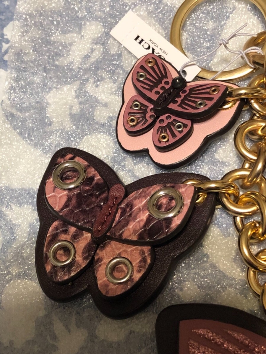 アクセサリー Coach butterfly embroidery bag charm Coach Butterfly Cluster Bag Charm Key Fob Pink Dusty Rose - NEW | eBay